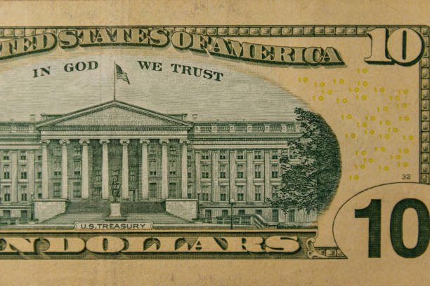 Macro shot of ten dollars banknote
