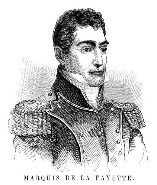 Marquis De Lafayette Marquis De Lafayette - Scanned 1855 Engraving marquis de lafayette stock illustrations