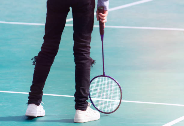 istock Badminton and racket on court floor. Vintage tone. 986065172