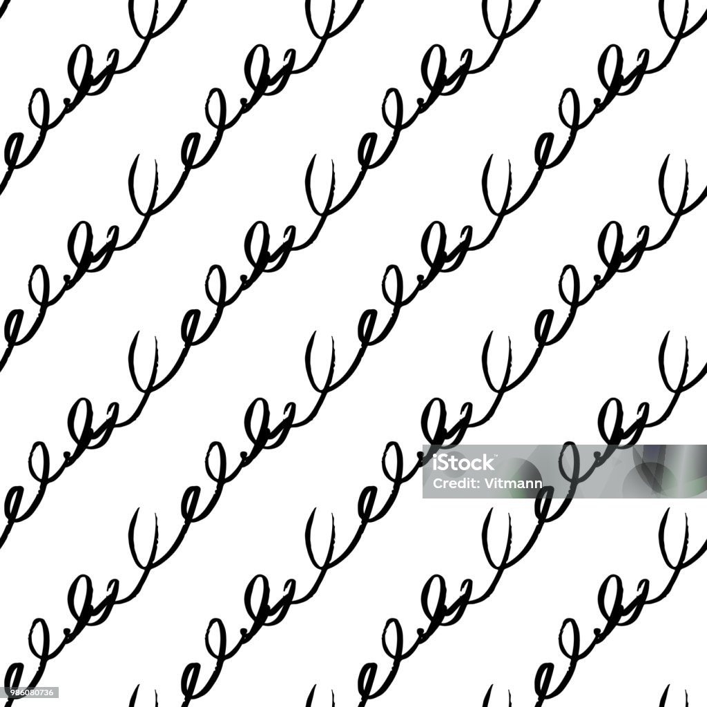 Cursive Texture Vector Seamless Pattern With Brush Diagonal Handwriting Black Color On ...