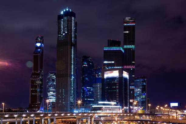 istock modern Business Center in the night lights 986080814