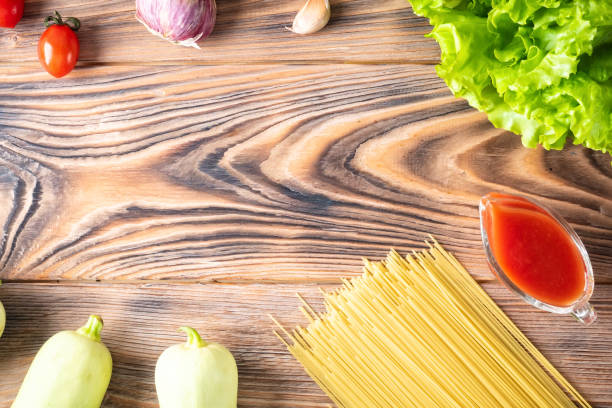 Food background Uncooked Pasta Macaroni Spaghetti Cappellini