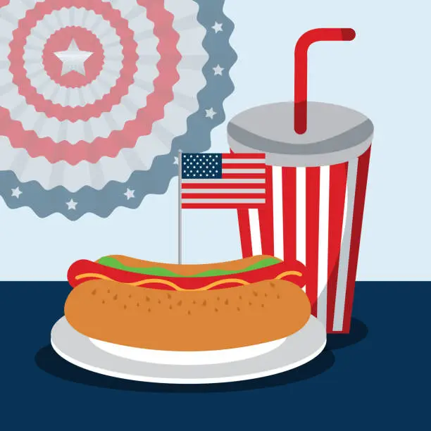 Vector illustration of food american independence day