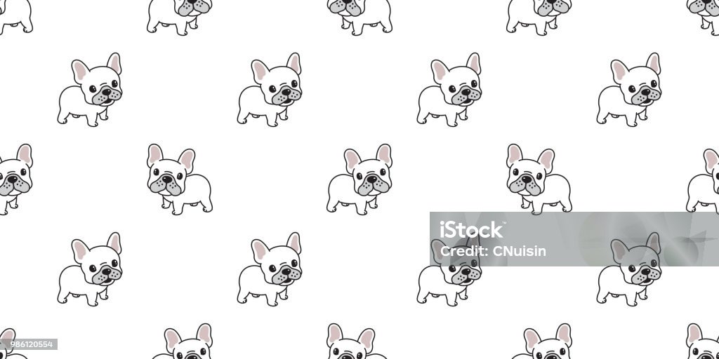 Dog seamless pattern french bulldog vector tile background repeat wallpaper tile scarf isolated illustration Animal stock vector