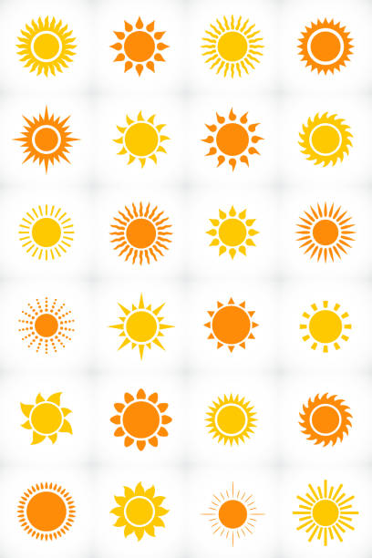 stockillustraties, clipart, cartoons en iconen met pictogram voor het instellen van zon - سندبلاست