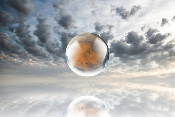 Crystal ball reflecting globe of the mars on clouds backgroundhttps://mars.nasa.gov/system/downloadable_items/39175_global-color-views-mars-PIA00407.jpg