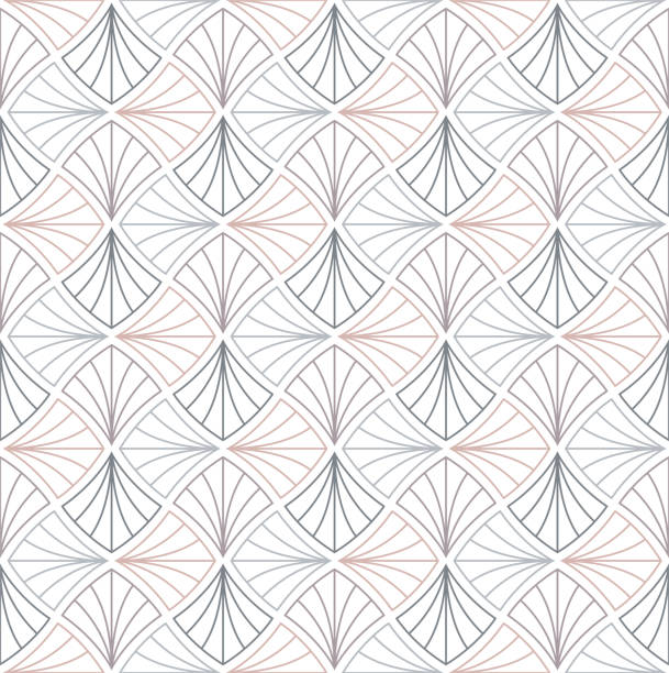 ilustrações, clipart, desenhos animados e ícones de abstrato arte deco fundo sem emenda. padrão de escala geométrica de peixe. - pattern art deco circle backgrounds