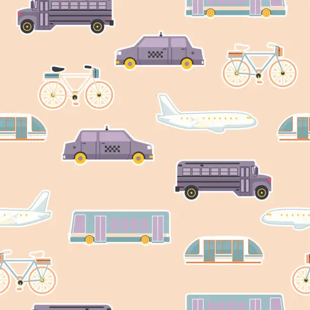 Vector illustration of Seamless Transportation Pattern