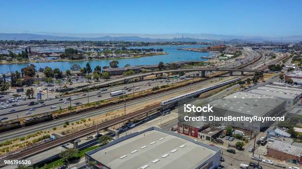 Aerial View Of Oakland With San Francisco Across The Bay Stock Photo - Download Image Now