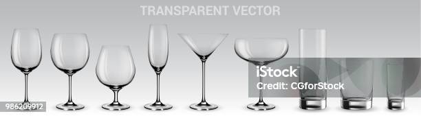 Set Of Vector Glasses Stock Illustration - Download Image Now - Drinking Glass, Glass - Material, Wineglass