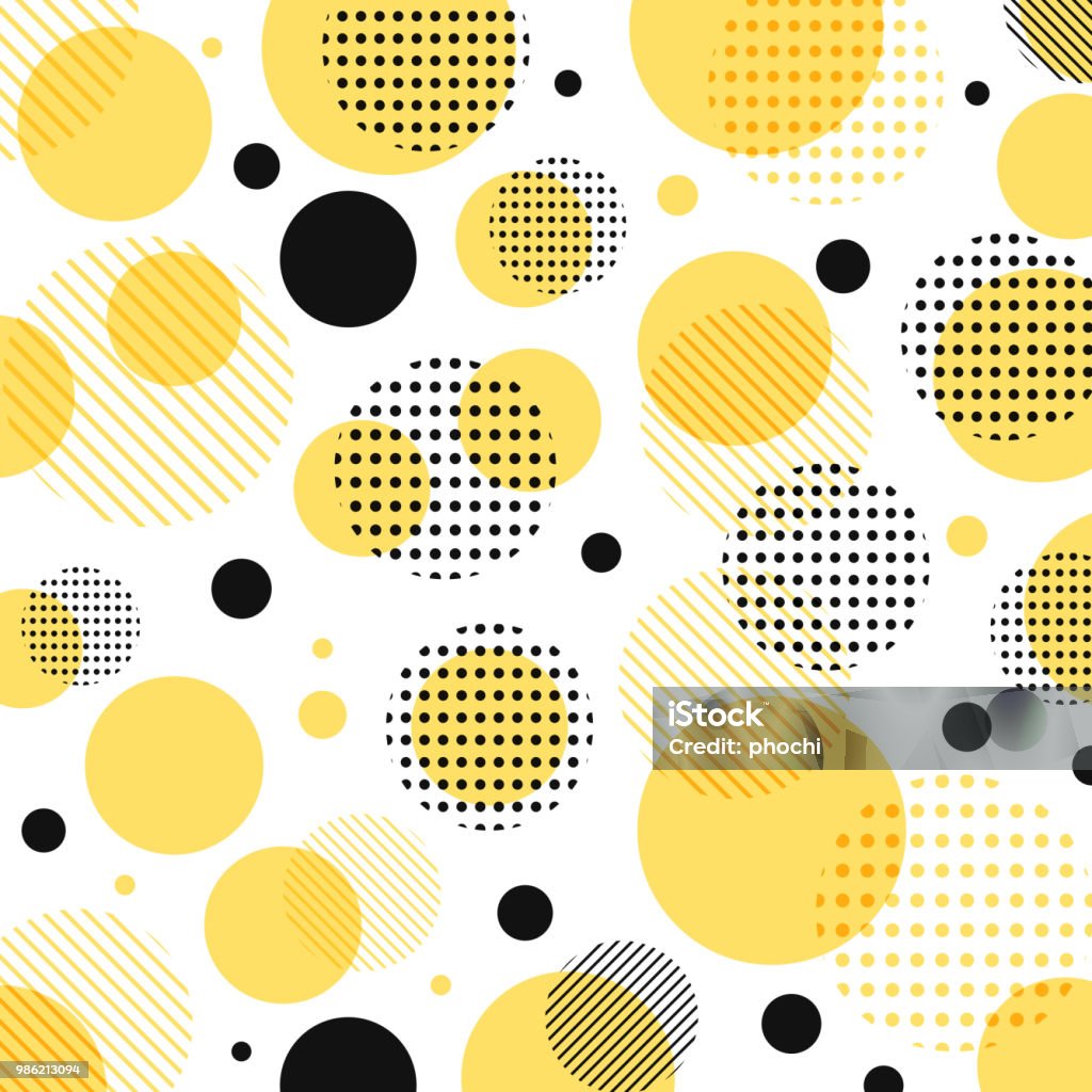 Modèle abstrait points jaune, noir moderne avec des lignes en diagonale sur fond blanc. - clipart vectoriel de Motif libre de droits