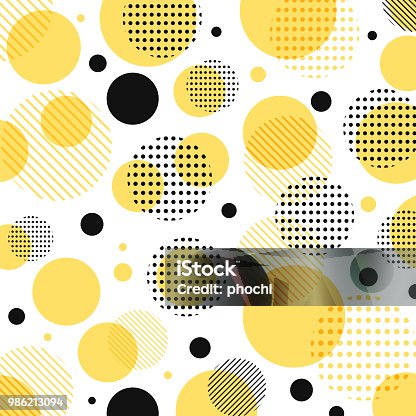 istock Abstract modern yellow, black dots pattern with lines diagonally on white background. 986213094