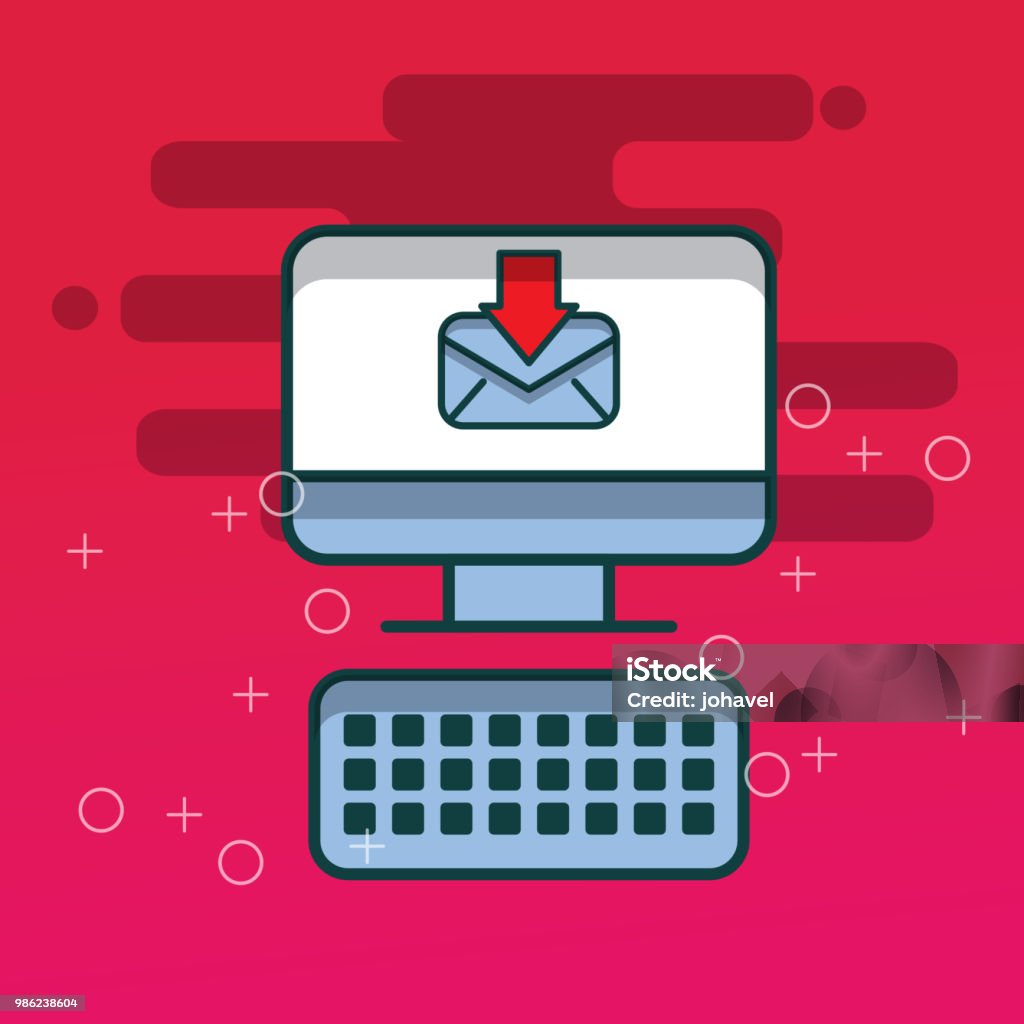 Computer Keyboard Receiving Email Office Stock Illustration - Download ...