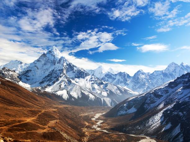 istock Mount Ama Dablam within clouds, way to Everest base camp 986238848