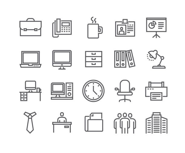 Editable simple line stroke vector icon set,Business basic icon,Business Meeting, Workplace, Office Building, Reception Desk and more.48x48 Pixel Perfect. Editable simple line stroke vector icon set,Business basic icon,Business Meeting, Workplace, Office Building, Reception Desk and more.48x48 Pixel Perfect. desk symbols stock illustrations