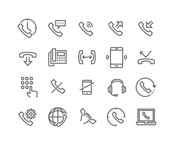 Editable simple line stroke vector icon set,Global Calls, disconnect, Online Support, Mobile Phone and more.48x48 Pixel Perfect. vector art illustration