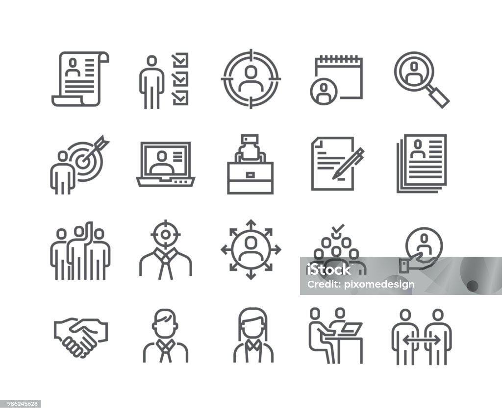 Editable simple line stroke vector icon set,Headhunting Related Icons. Business people, Communication and Team work and more.48x48 Pixel Perfect. People stock vector