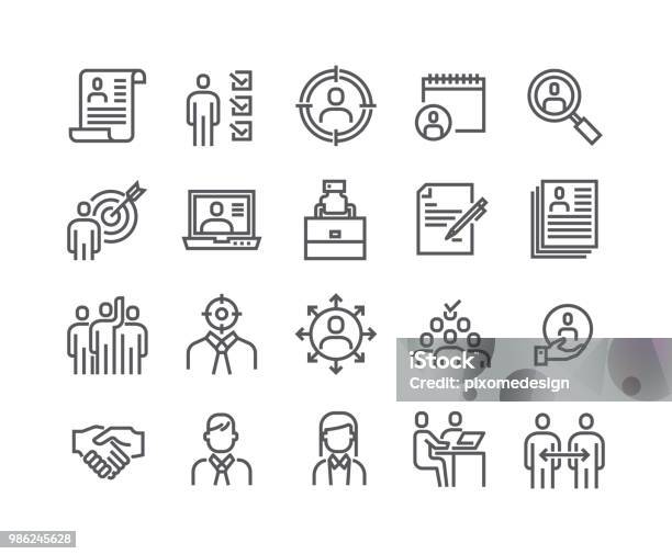 Editable Simple Line Stroke Vector Icon Setheadhunting Related Icons Business People Communication And Team Work And More48x48 Pixel Perfect Stock Illustration - Download Image Now