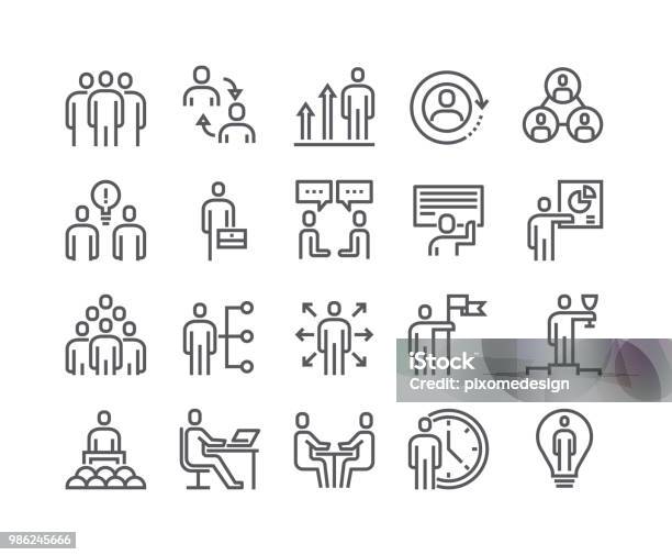 Editable Simple Line Stroke Vector Icon Setbusiness Office Related People Meeting Winner Teamwork Presentation Conversation Employment48x48 Pixel Perfect Stock Illustration - Download Image Now