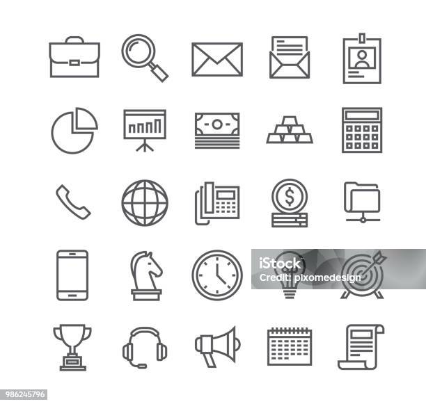 Editable Simple Line Stroke Vector Icon Setbusiness Basic Objects Profiles Presentations Support Management Marketing And More48x48 Pixel Perfect Stock Illustration - Download Image Now
