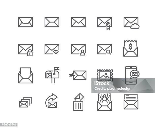 Editable Simple Line Stroke Vector Icon Setcontains Such Icons As Newsletter Spam Private Mail Box Address Book And More48x48 Pixel Perfect Stock Illustration - Download Image Now