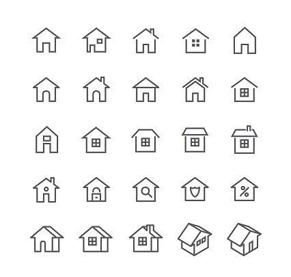 Editable simple line stroke vector icon set,Various styles of home, logos, apps, wordpress, safety, security, real estate and more.48x48 Pixel Perfect.