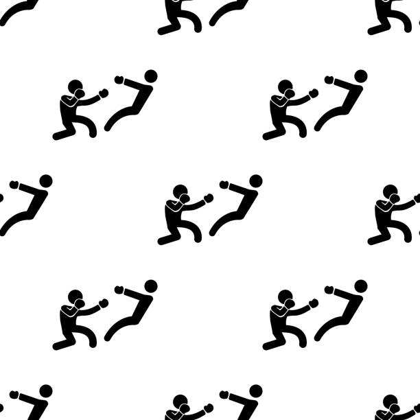 ikon knockdown petinju. ikon element of fight untuk konsep seluler dan aplikasi web. pola ulangi ikon knockdown boxer mulus dapat digunakan untuk aplikasi web dan seluler - jubah-tinju ilustrasi stok