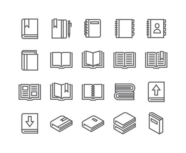 Editable simple line stroke vector icon set,Contains such Icons as book, digital book, bookmark, openbook, isometric books and more.48x48 Pixel Perfect. Editable simple line stroke vector icon set,Contains such Icons as book, digital book, bookmark, openbook, isometric books and more.48x48 Pixel Perfect. organized bookshelf stock illustrations