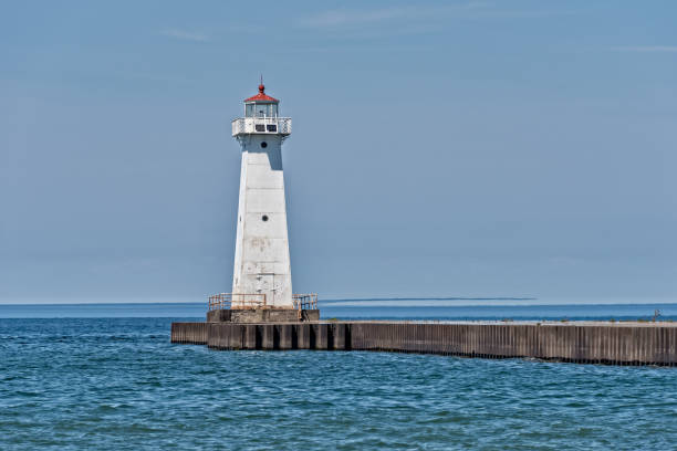 Sodus Point Outer Lighthouse in New York Sodus Point Lighthouse in New York rochester new york state stock pictures, royalty-free photos & images