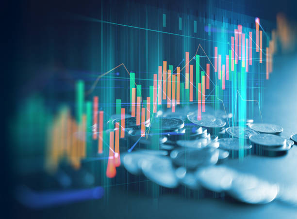 istock double exposure image of stock market investment graph and coins stack. 986275614