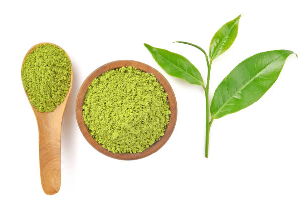 istock Top view of powder green tea 986293288