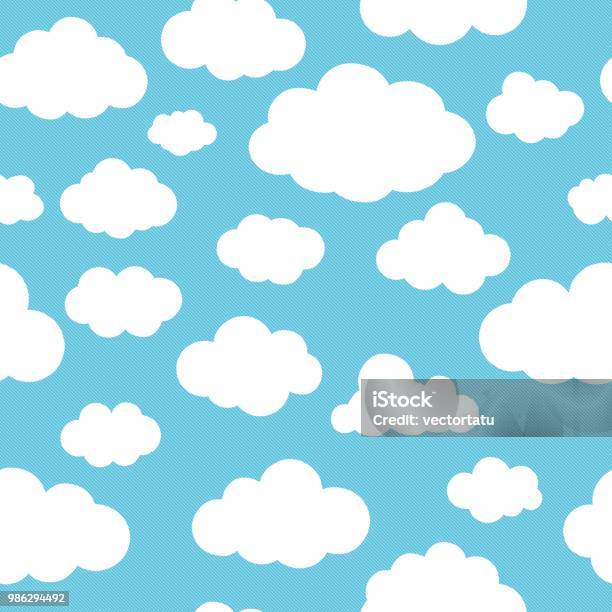 Nuvole Modello Blu - Immagini vettoriali stock e altre immagini di Nube - Nube, Panorama di nuvole, Motivo decorativo