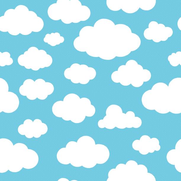 Clouds blue pattern Clouds blue pattern. Nubes on sky, cartoon skyline clouds seamless background for baby and child bright dreams vector illustration cartoon of blue sky texture stock illustrations