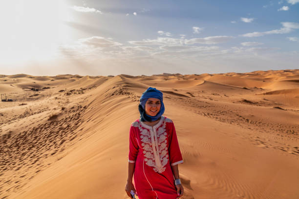 Tourist in the Sahara Desert Morocco