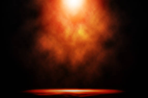 istock Red fire smoke stage night studio entertainment background. 986317586