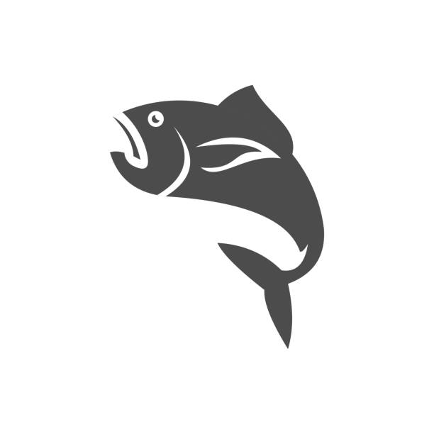 illustrazioni stock, clip art, cartoni animati e icone di tendenza di design del modello vettoriale del logo fish - lure loc