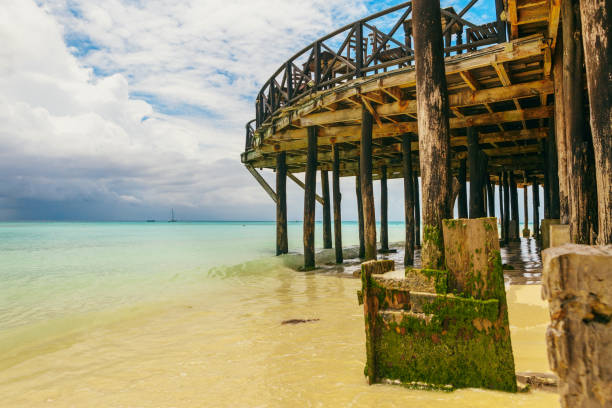 istock Beach restaurant against beautiful ocean landscape 986349536