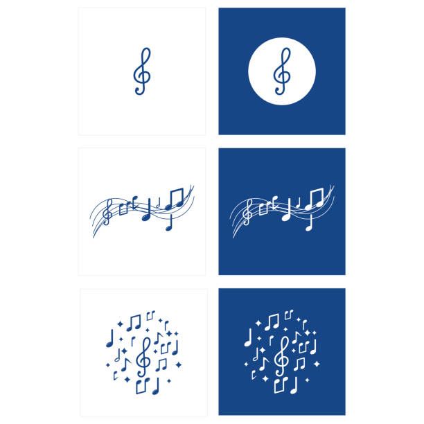 ilustrações de stock, clip art, desenhos animados e ícones de musical note set vector template design - musical staff musical note music musical symbol