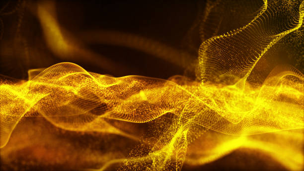 istock Digital gold color wave particles abstract background for your business 986368780