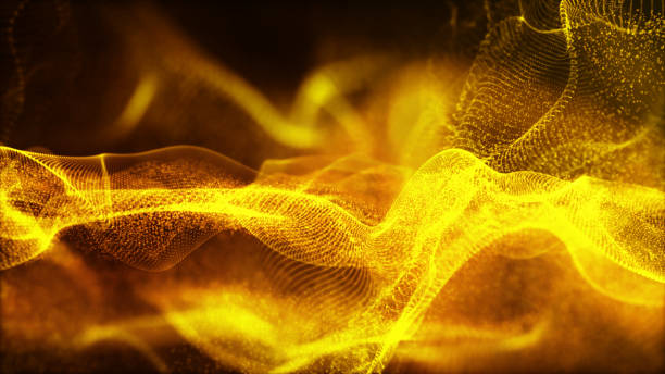 istock Digital gold color wave particles abstract background for your business 986368846