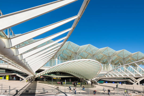 Lisbon, Portugal - May 19, 2017: View of the Oriente station - modern architecture in Lisbon, a railway hub with local transport links.