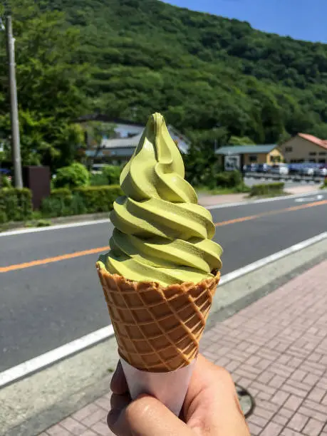 Photo of Soft serve green tea icecream.