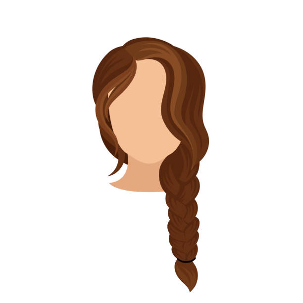 Woman S Head With Long French Braid Dark Brown Hair Fashionable Female Hairstyle  Flat Vector For Poster Of Hairdressing Salon Stock Illustration - Download  Image Now - iStock
