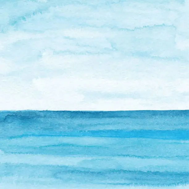Vector illustration of Watercolor Blue Ocean Background