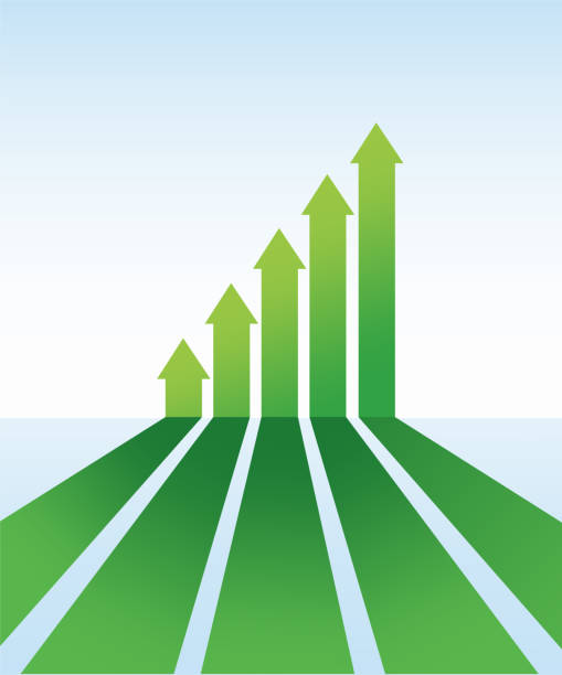 Green arrow Up arrows. Up arrows in flat style. Perspective arrows. Green arrow. The green arrows in ascending order. Green arrows for financial presentations. Vector illustration Eps10 file sales growth graph stock illustrations