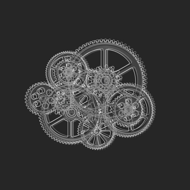 ilustrações, clipart, desenhos animados e ícones de gears fundo - clockworks machine part gear clock