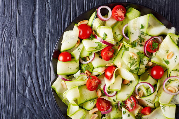 istock zucchini ribbon salad on a black plate 986464074