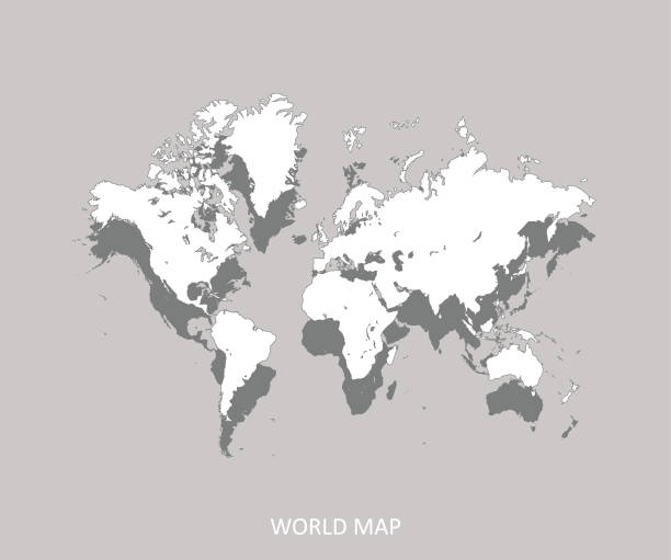 World map 3d image vector outline gray background World map 3d image vector outline gray background world map china saudi arabia stock illustrations