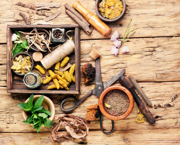 istock Natural medicine, herbs and plant 986474526