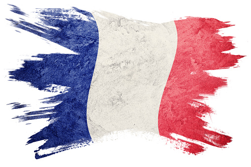 Grunge France flag. France flag with grunge texture. Brush stroke.